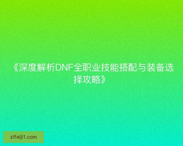 《深度解析DNF全职业技能搭配与装备选择攻略》