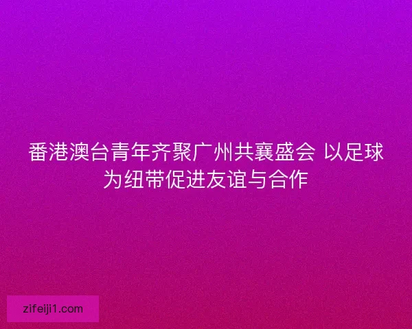 番港澳台青年齐聚广州共襄盛会 以足球为纽带促进友谊与合作