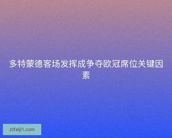 多特蒙德客场发挥成争夺欧冠席位关键因素